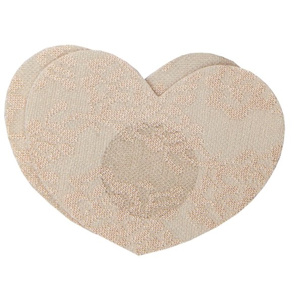 Heart Shaped Pasties Nipple Covers Self Adhesive 3 Pair Nude - Picture 3 of 7